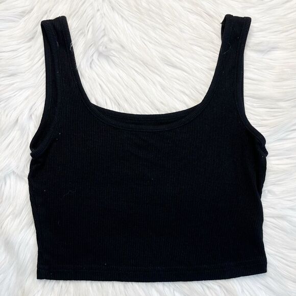 SHEIN Ribbed Square Neck Crop Top Black Size XS - Picture 1 of 3